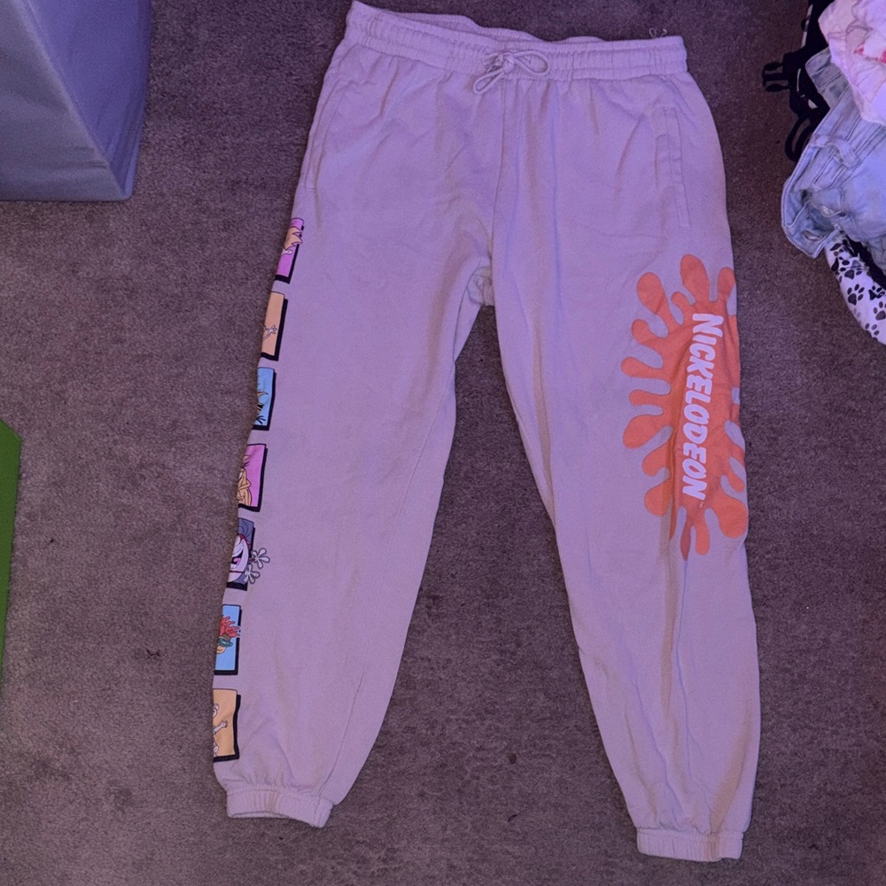 Nickelodeon Kids Sweatpants - Beige with Orange Logo